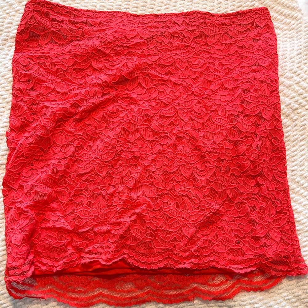 Red lace skirt